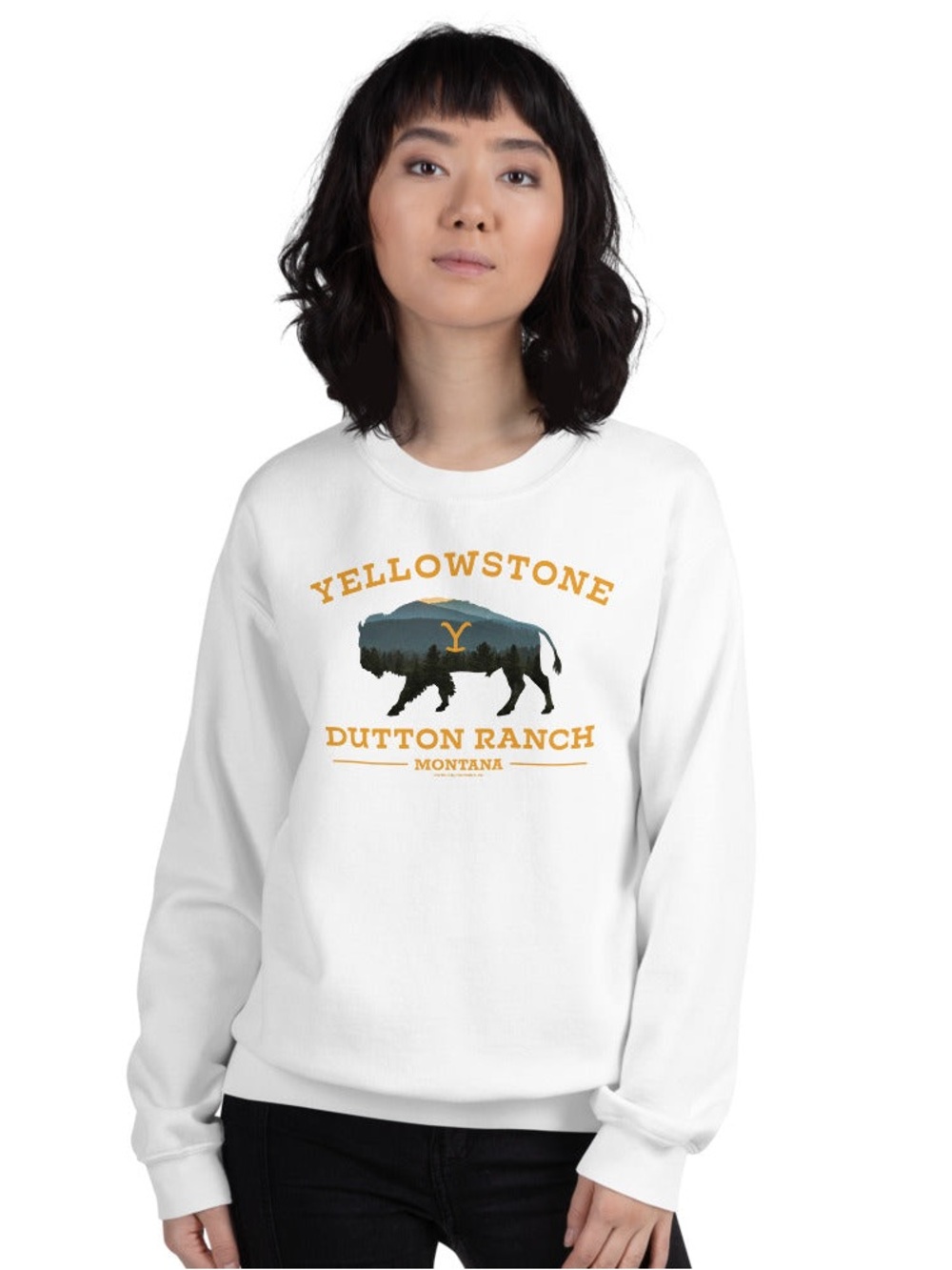 PARAMOUNT Yellowstone Dutton Ranch Bison Fleece Crewneck Sweatshirt XL